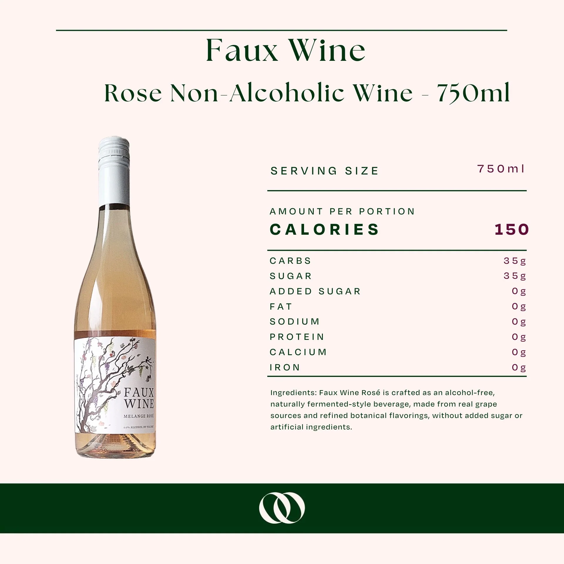Faux Wine - Rose Non-Alcoholic Wine - 750ml - Image 3