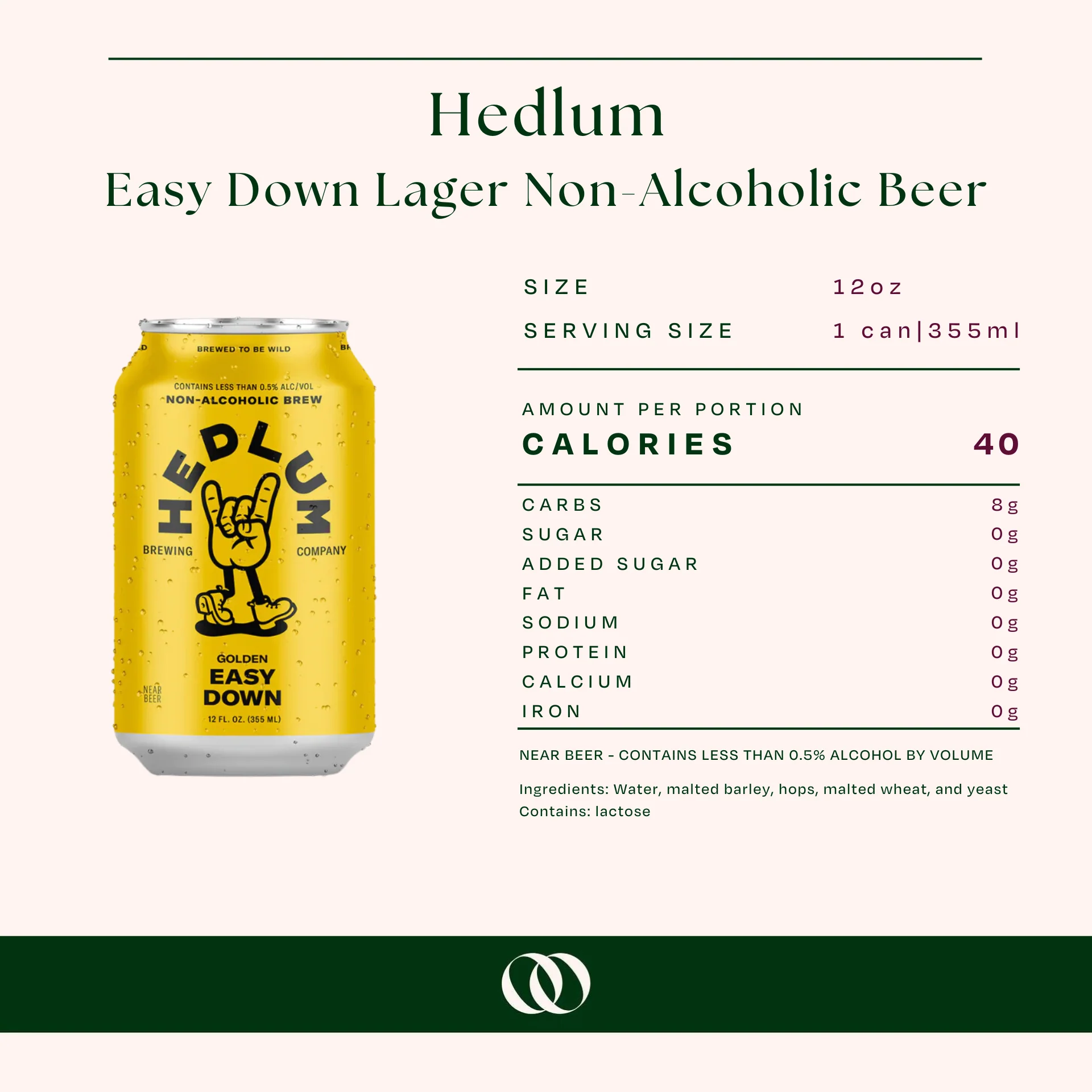 Hedlum Easy Down Lager Non-Alcoholic Beer 12oz Can 6 Pack - Image 3