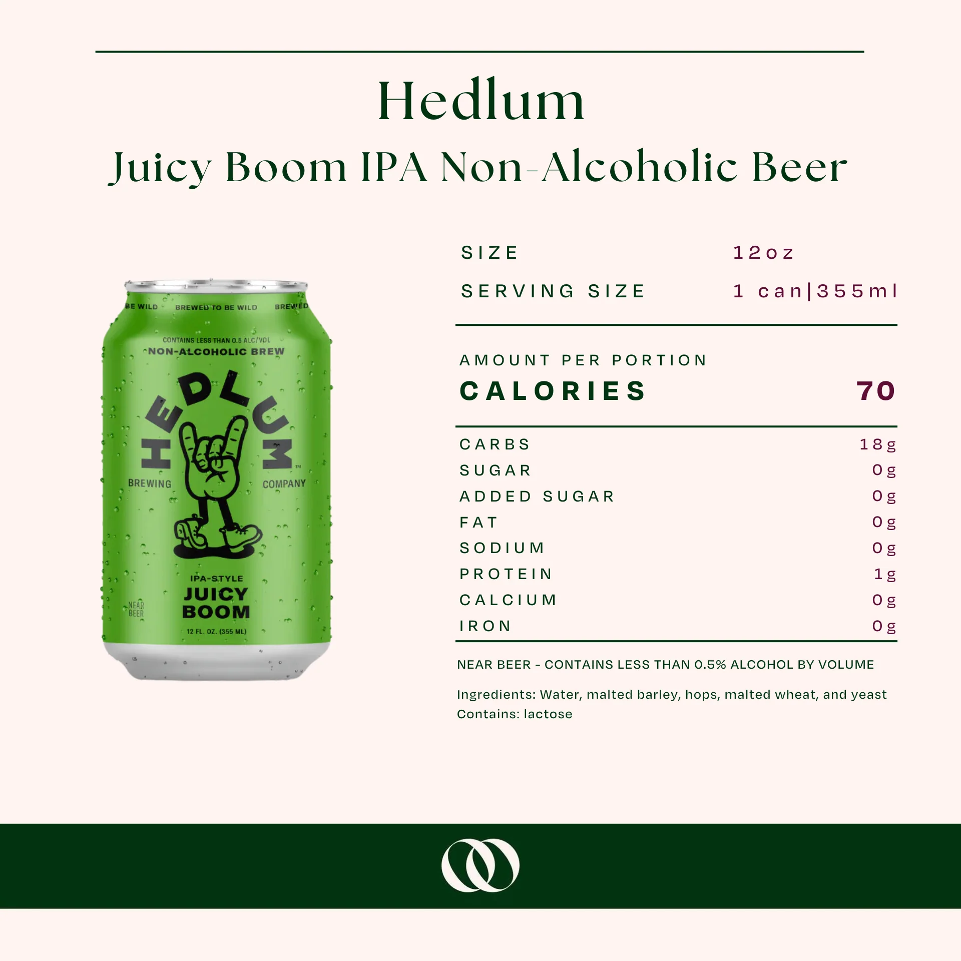 Hedlum Juicy Boom IPA Non-Alcoholic Beer 12oz Can 6 Pack - Image 3