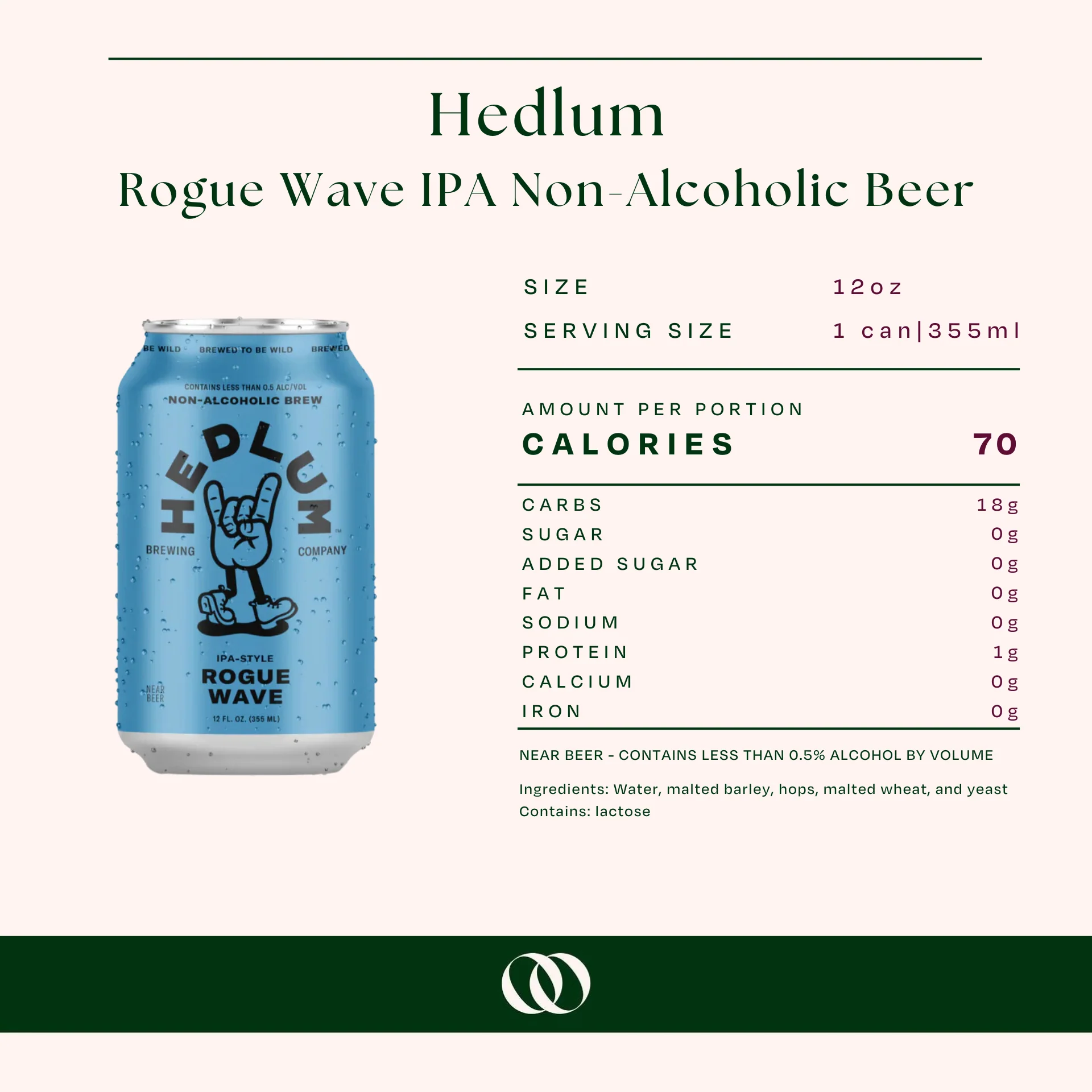 Hedlum Rogue Wave IPA Non-Alcoholic Beer 12oz Can 6 Pack - Image 3