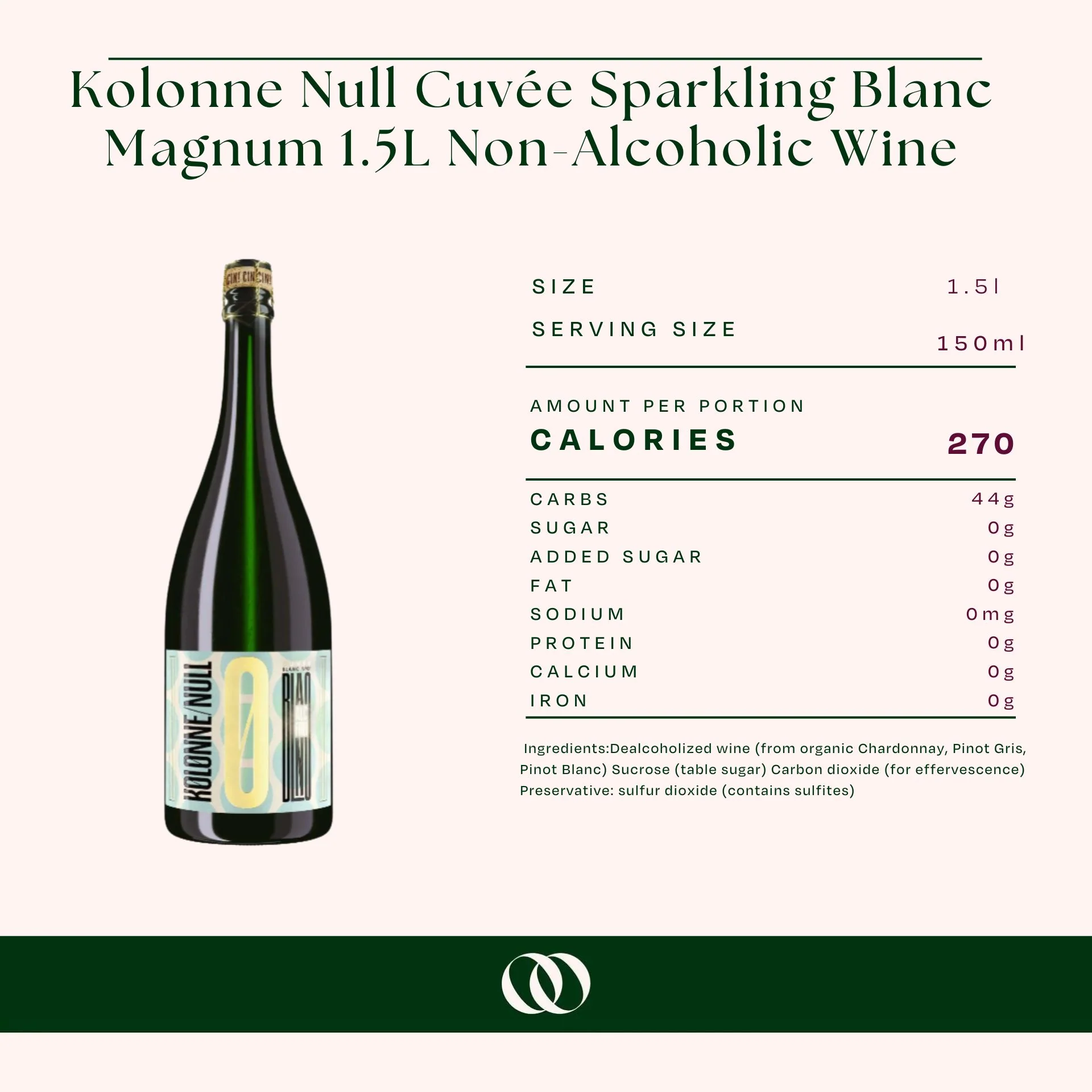 Kolonne Null Cuvée Sparkling Blanc Magnum 1.5L Non-Alcoholic Wine - Image 3