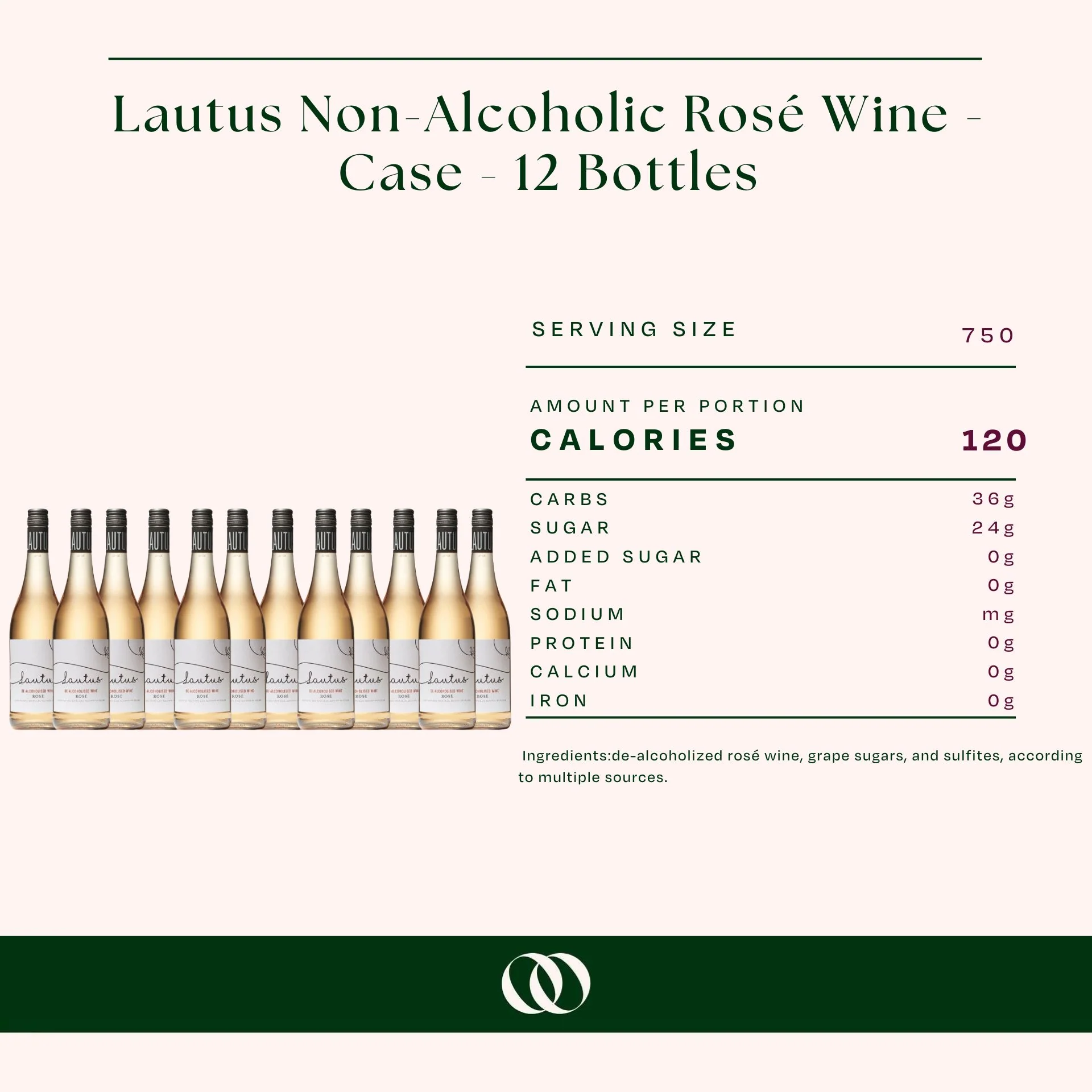 Lautus Non-Alcoholic Rosé Wine - Case - 12 Bottles - Image 3