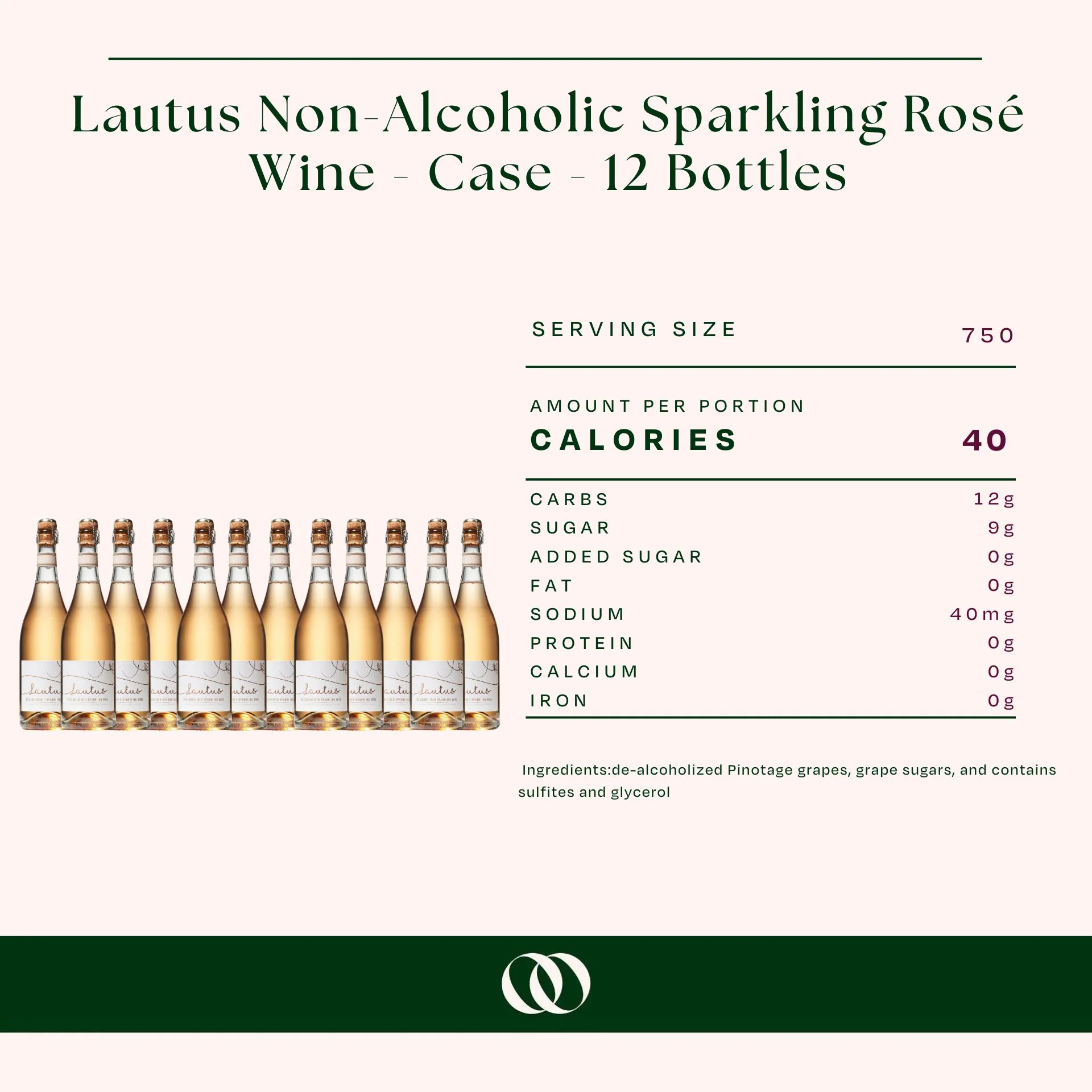 Lautus Non-Alcoholic Sparkling Rosé Wine - Case - 12 Bottles - Image 3